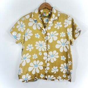 Big Bud Press Lazy Daisy Button Up Shirt Size XS Floral Hippie 70s Grandmacore